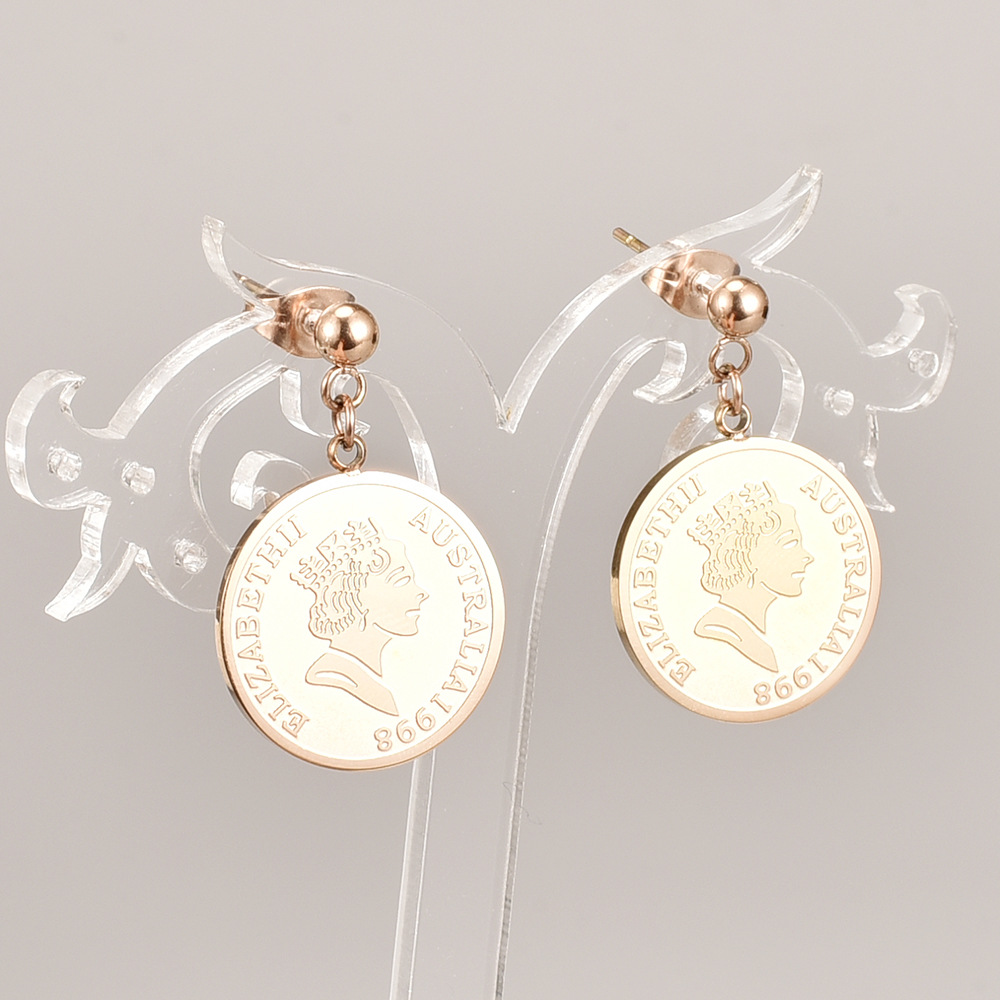 Fashion Portrait Letter Titanium Steel Plating No Inlaid Drop Earrings 1 Pair display picture 1