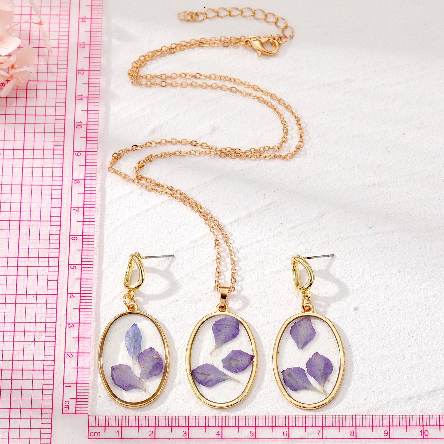 Simple Style Flower Alloy Resin Women's Earrings Necklace 1 Piece 1 Pair display picture 4