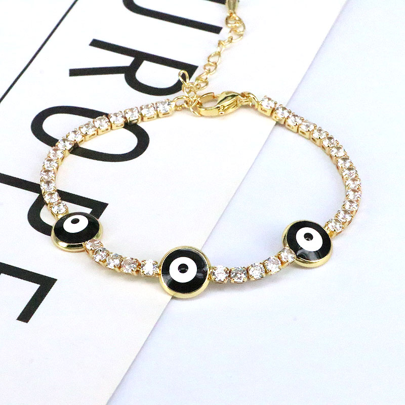Simple Style Round Eye Copper Gold Plated Zircon Bracelets 1 Piece display picture 3