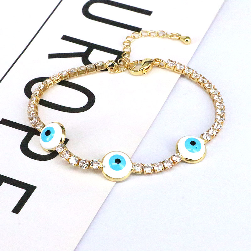 Simple Style Round Eye Copper Gold Plated Zircon Bracelets 1 Piece display picture 5