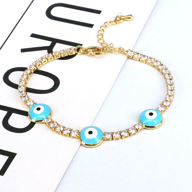Simple Style Round Eye Copper Gold Plated Zircon Bracelets 1 Piece display picture 7