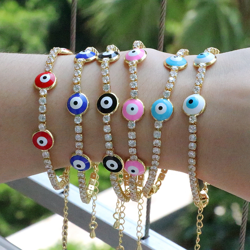 Simple Style Round Eye Copper Gold Plated Zircon Bracelets 1 Piece display picture 9