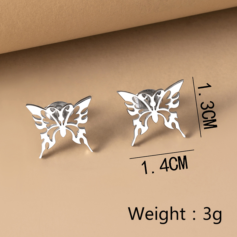 Simple Style Butterfly Stainless Steel Hollow Out Ear Studs 1 Pair display picture 1