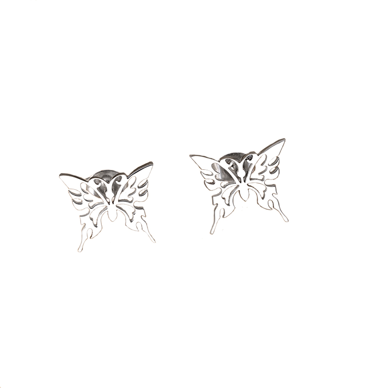 Simple Style Butterfly Stainless Steel Hollow Out Ear Studs 1 Pair display picture 2