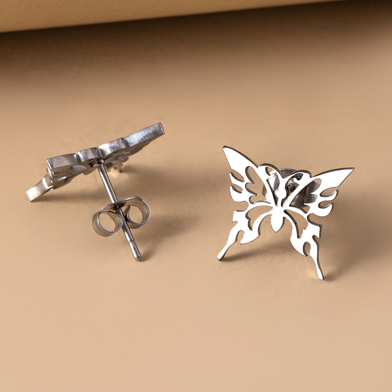 Simple Style Butterfly Stainless Steel Hollow Out Ear Studs 1 Pair display picture 5