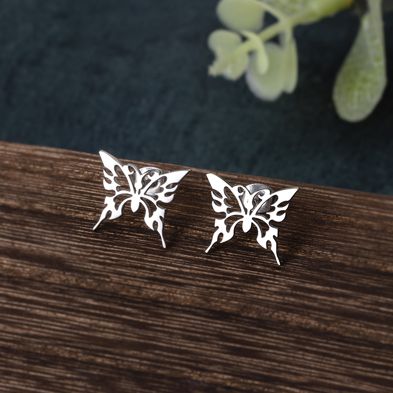 Simple Style Butterfly Stainless Steel Hollow Out Ear Studs 1 Pair display picture 6