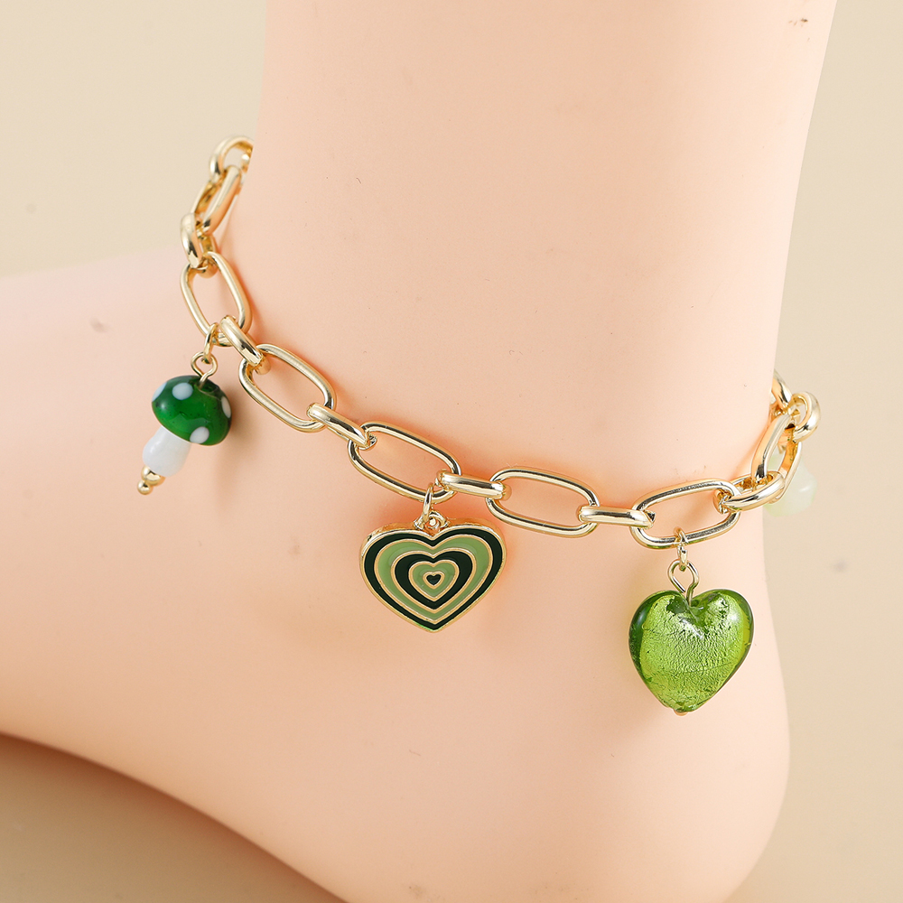 Fashion Heart Shape Alloy Plating Women's Anklet 1 Piece display picture 2