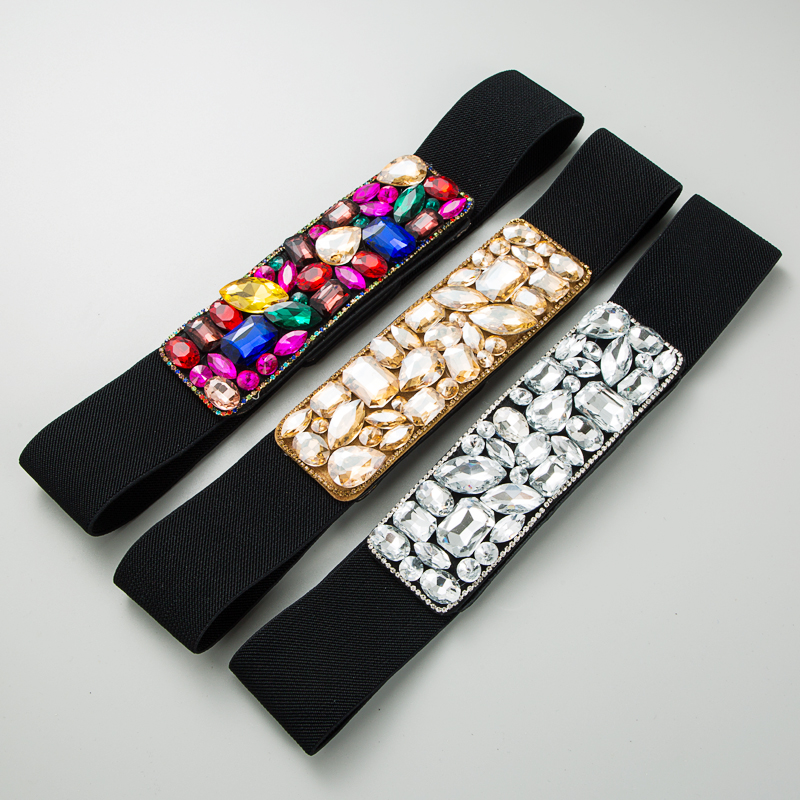 Fashion Geometric Colorful Cloth Inlay Rhinestones Women's Corset Belts display picture 4