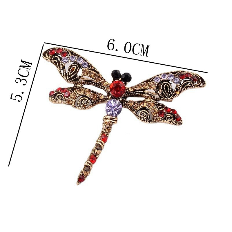Retro Dragonfly Alloy Inlay Rhinestones Women's Brooches display picture 5