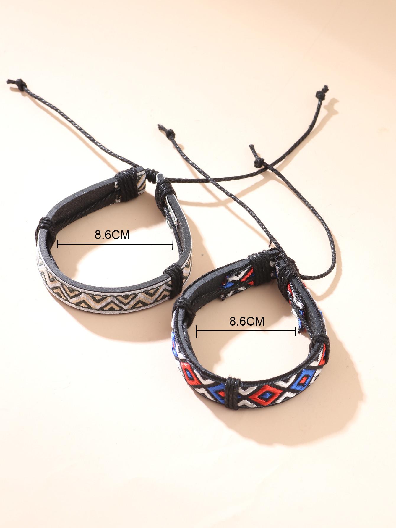 Retro Colorful Polyester Embroidery Couple Bracelets 2 Pieces display picture 2