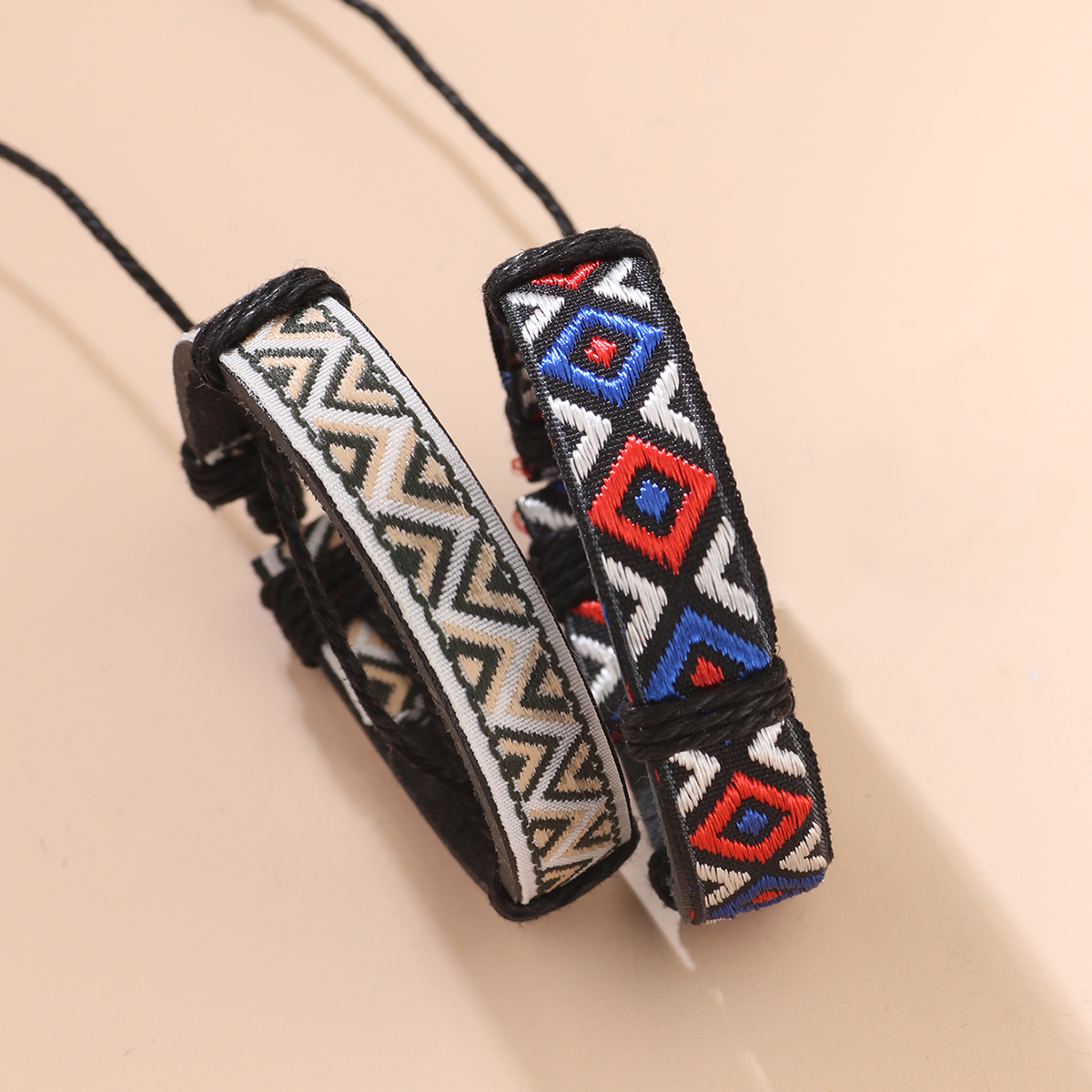 Retro Colorful Polyester Embroidery Couple Bracelets 2 Pieces display picture 3