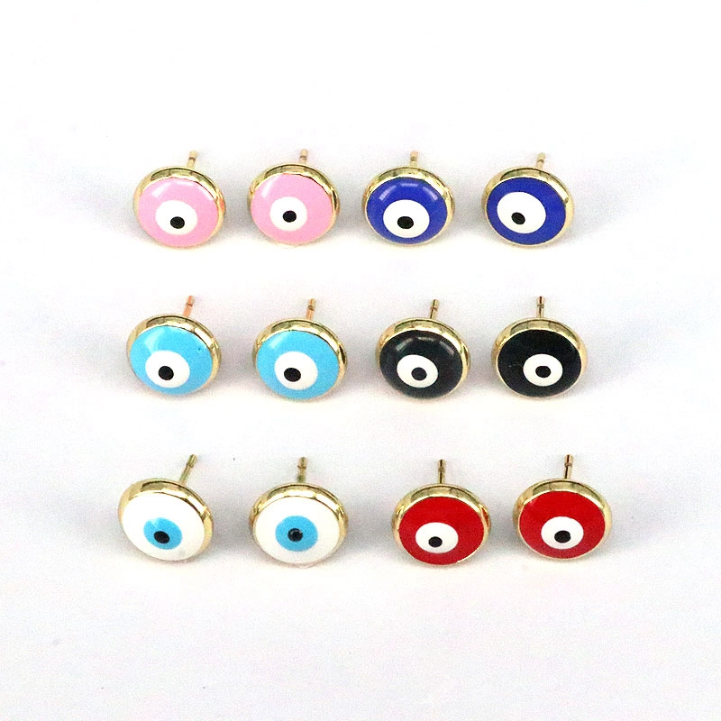 Fashion Round Eye Copper Enamel Gold Plated Ear Studs 1 Pair display picture 1