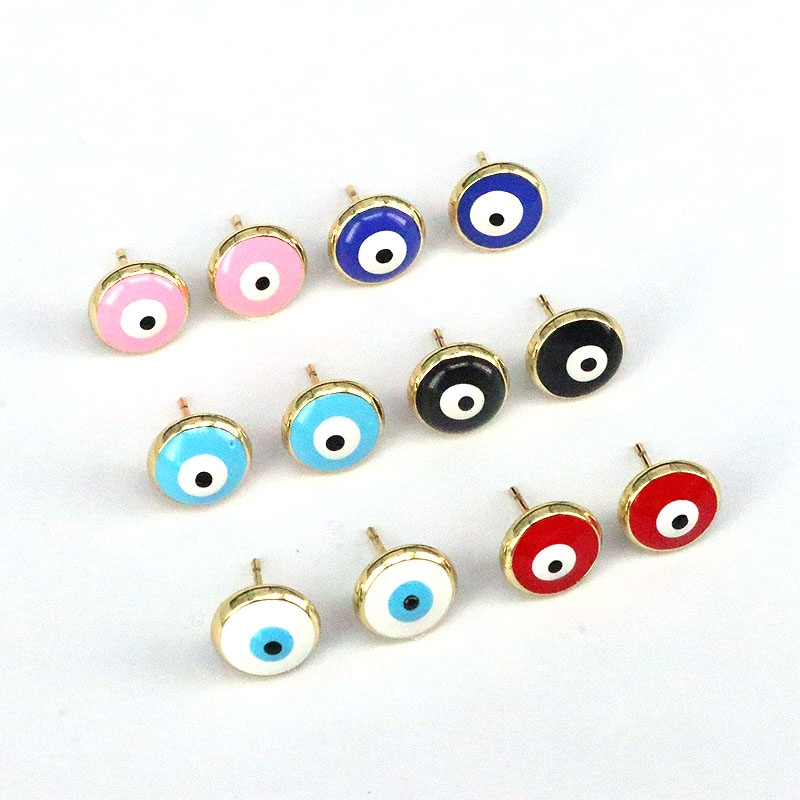 Fashion Round Eye Copper Enamel Gold Plated Ear Studs 1 Pair display picture 2