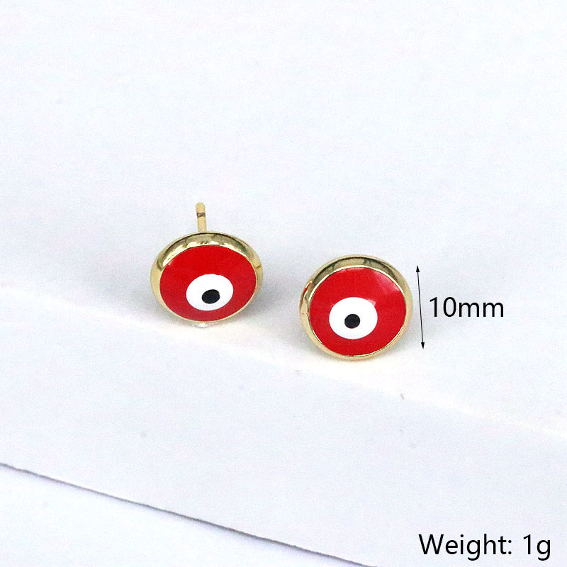 Fashion Round Eye Copper Enamel Gold Plated Ear Studs 1 Pair display picture 3
