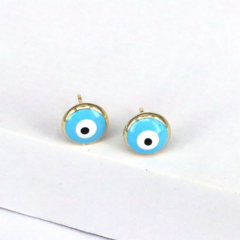 Fashion Round Eye Copper Enamel Gold Plated Ear Studs 1 Pair display picture 4