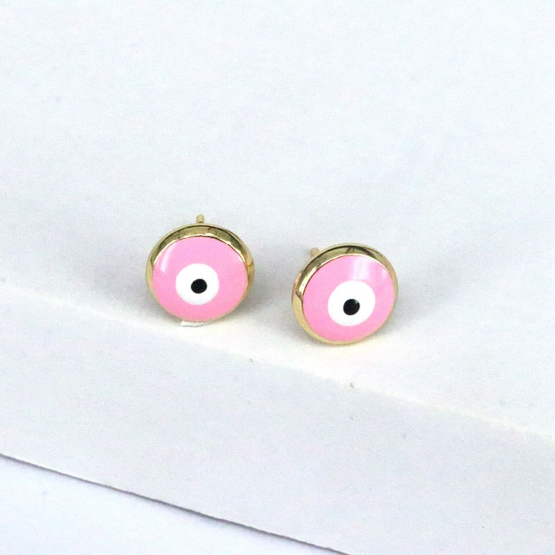 Fashion Round Eye Copper Enamel Gold Plated Ear Studs 1 Pair display picture 5