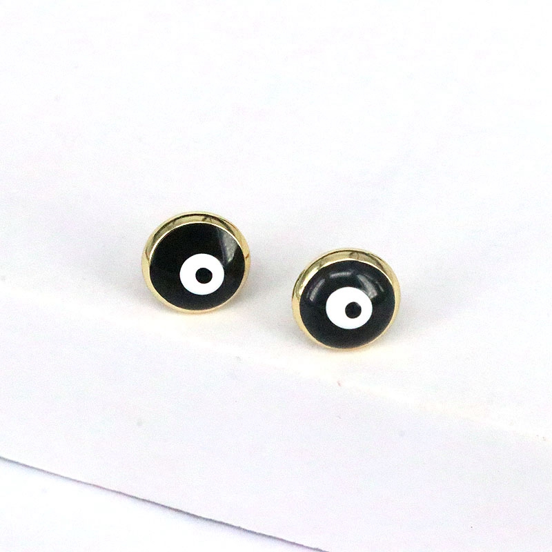 Fashion Round Eye Copper Enamel Gold Plated Ear Studs 1 Pair display picture 6