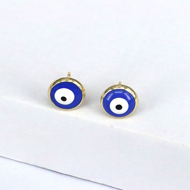 Fashion Round Eye Copper Enamel Gold Plated Ear Studs 1 Pair display picture 7