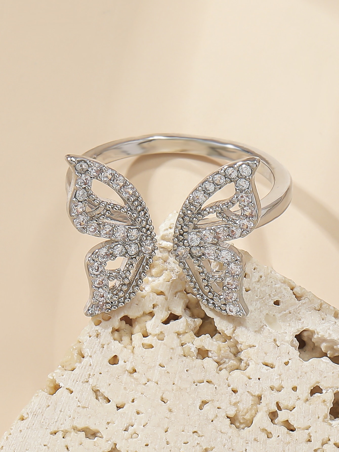 Fashion Butterfly Copper Inlay Zircon Open Ring 1 Piece display picture 3