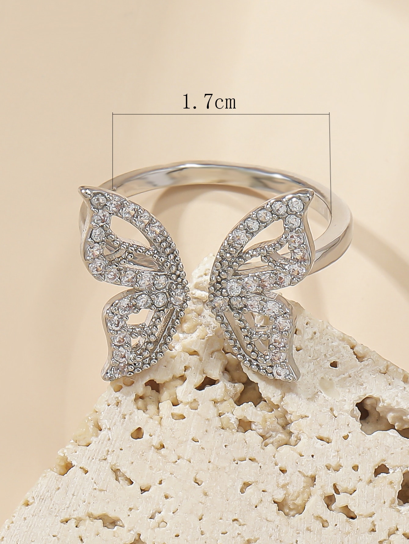 Mode Schmetterling Kupfer Inlay Zirkon Offener Ring 1 Stück display picture 4