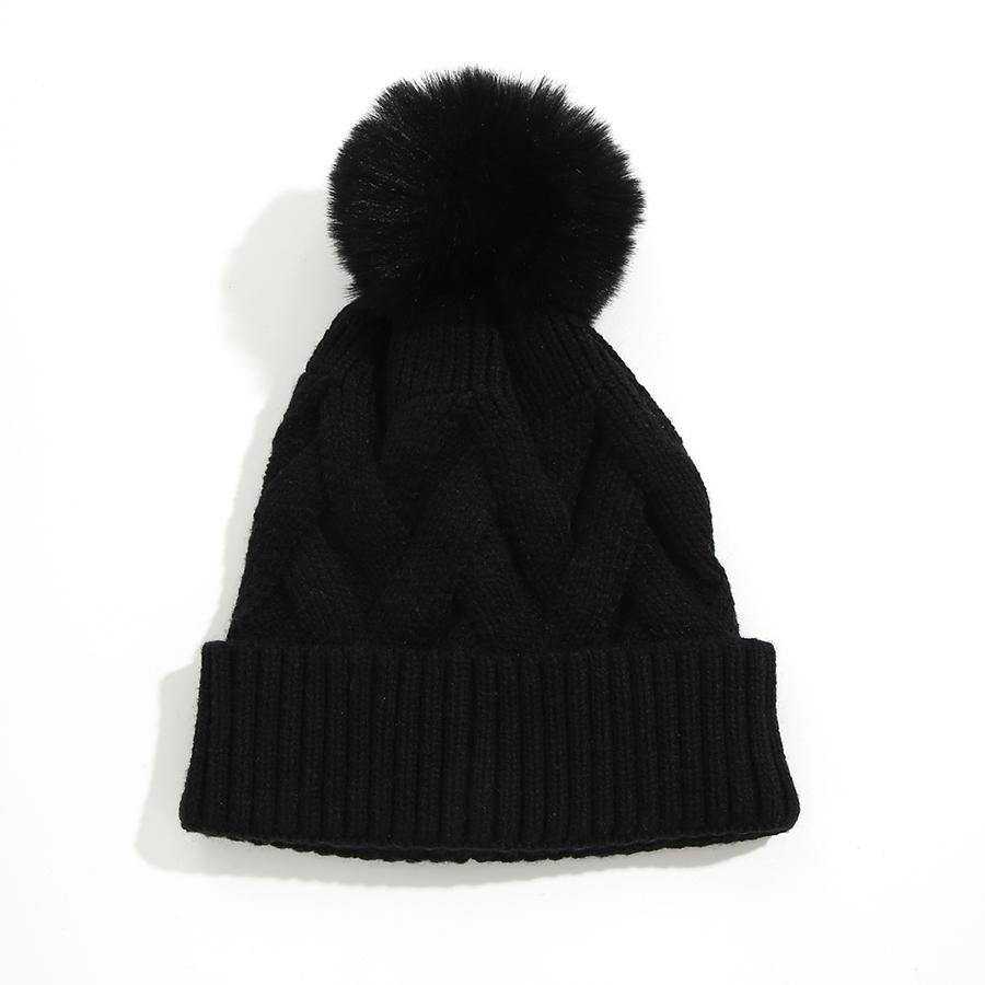 Women's Fashion Stripe Solid Color Pom Poms Crimping Wool Cap display picture 2