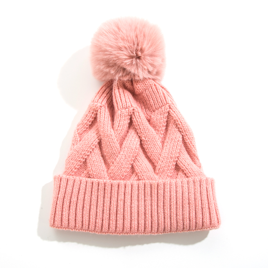 Women's Fashion Stripe Solid Color Pom Poms Crimping Wool Cap display picture 3