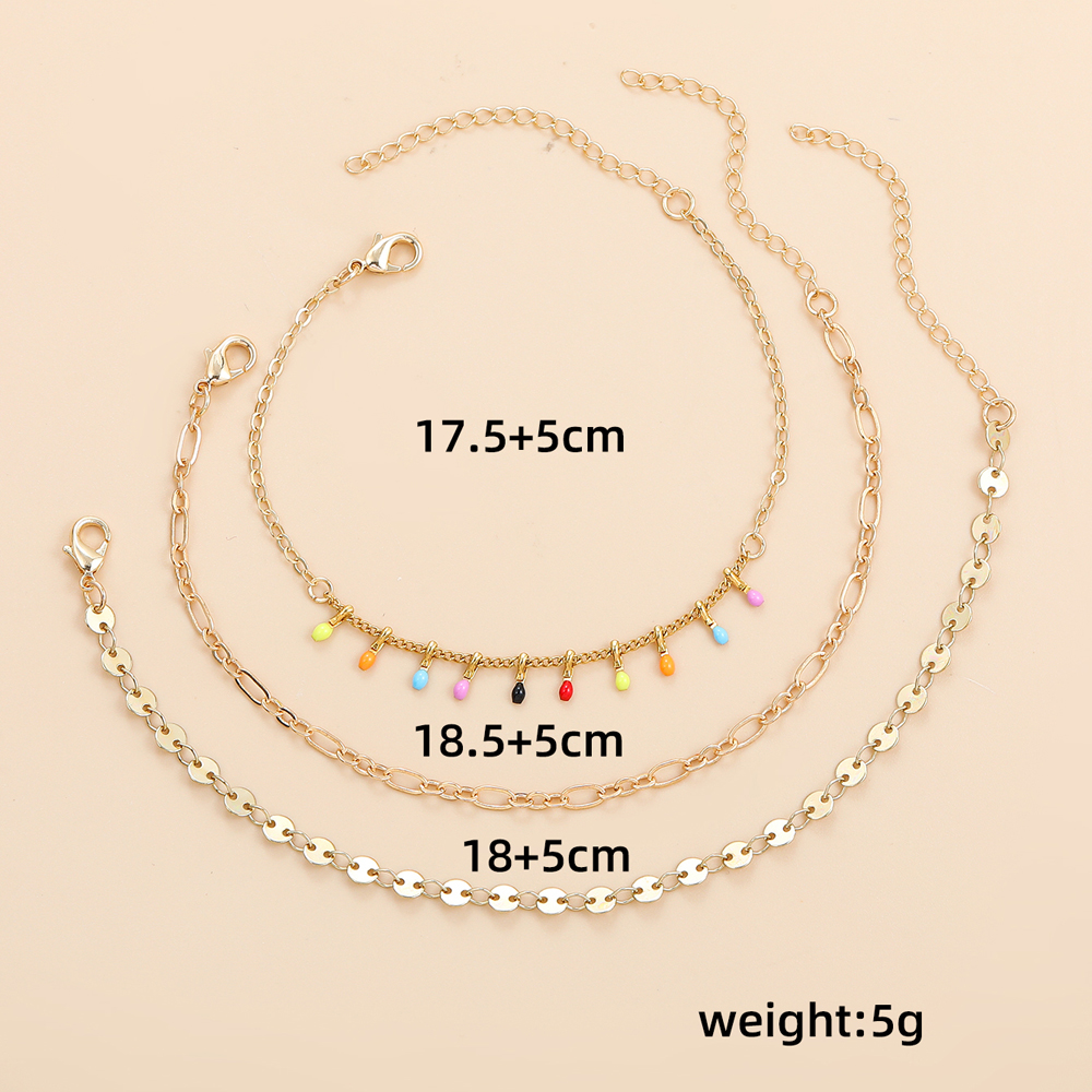 Simple Style Geometric Alloy Plating Women's Anklet 3 Pieces display picture 2