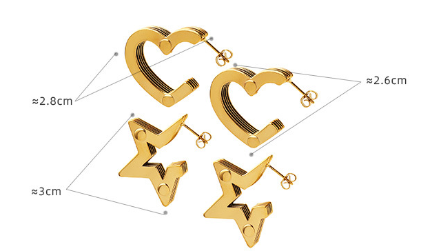 Simple Style Star Heart Shape Copper Plating Earrings 1 Pair display picture 6