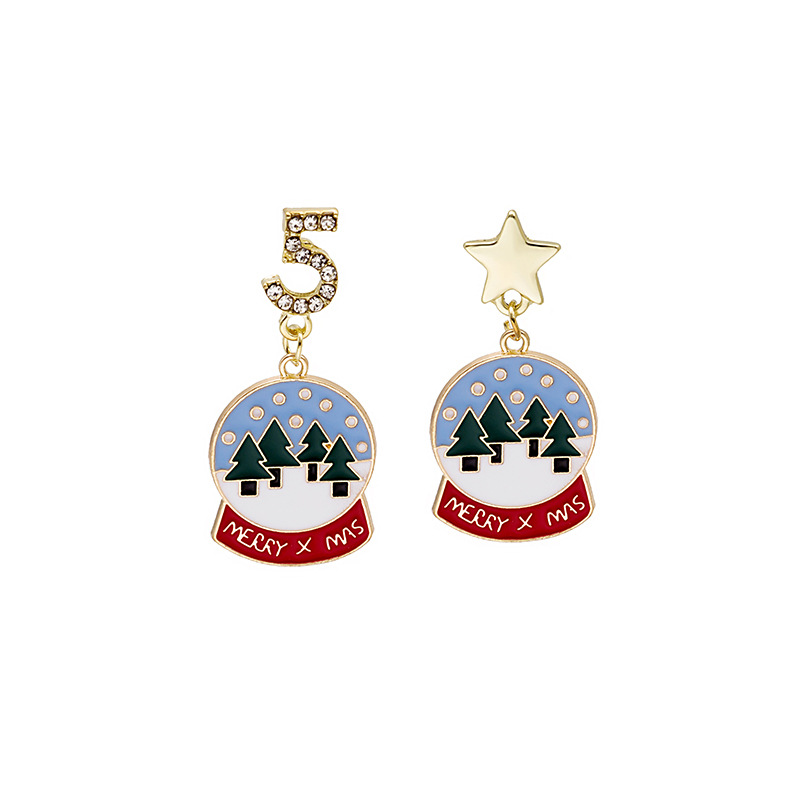 Cartoon Style Snowman Elk Alloy Asymmetrical Plating Artificial Diamond Women's Drop Earrings 1 Pair display picture 3