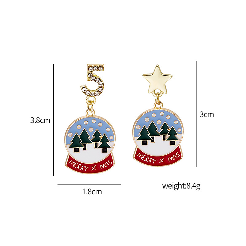 Cartoon Style Snowman Elk Alloy Asymmetrical Plating Artificial Diamond Women's Drop Earrings 1 Pair display picture 5