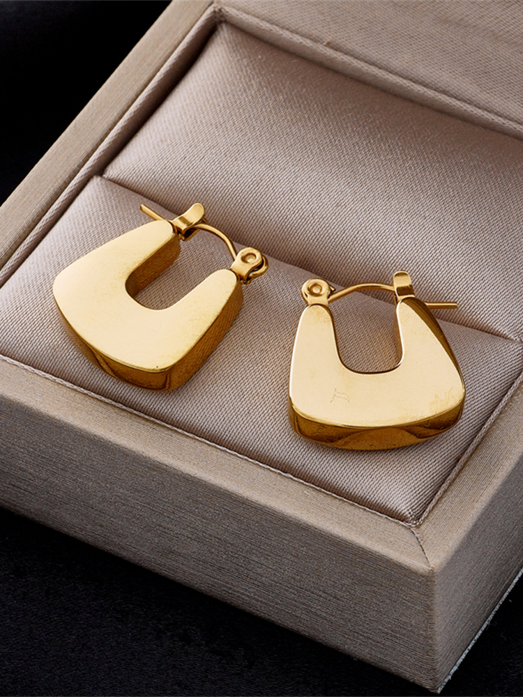 Vintage Style Geometric Titanium Steel Gold Plated Drop Earrings 1 Pair display picture 7