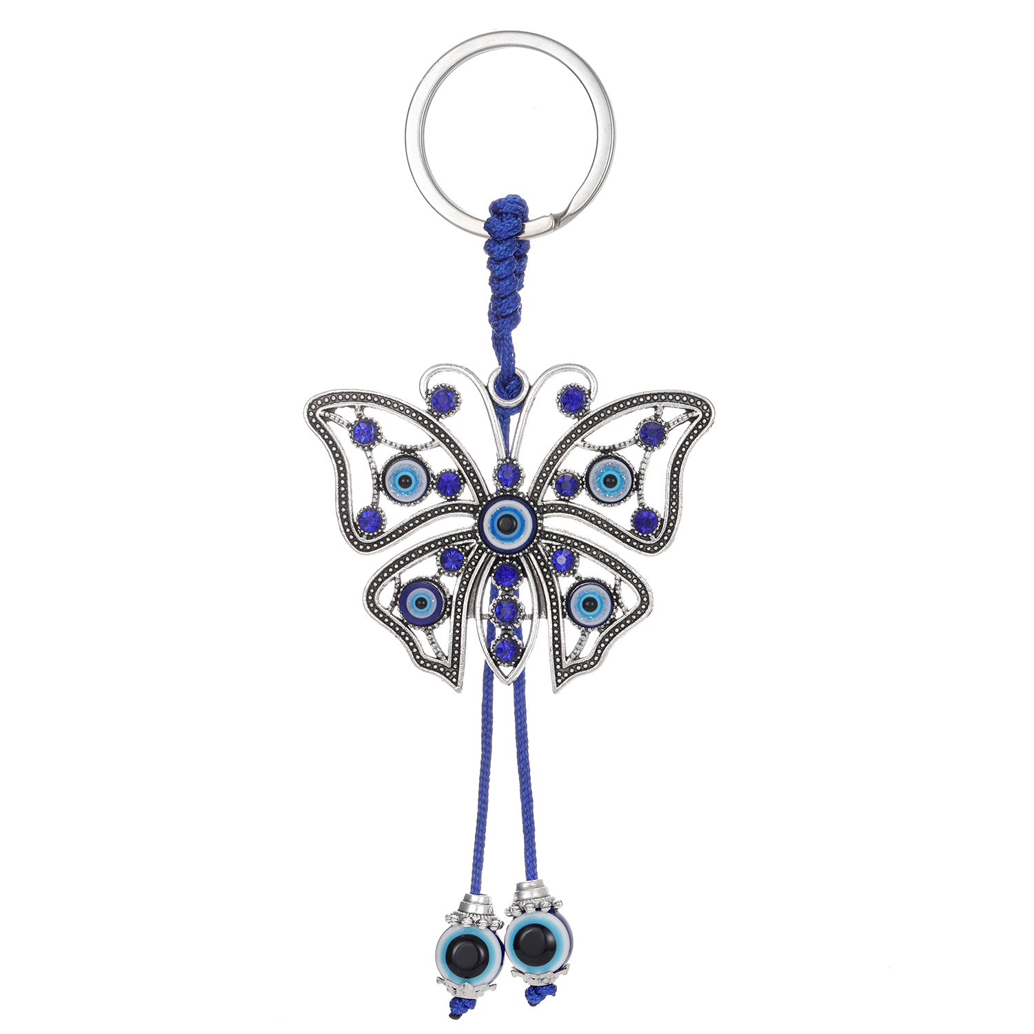Vintage Style Devil's Eye Butterfly Alloy Inlay Rhinestones Bag Pendant Keychain 1 Piece display picture 3