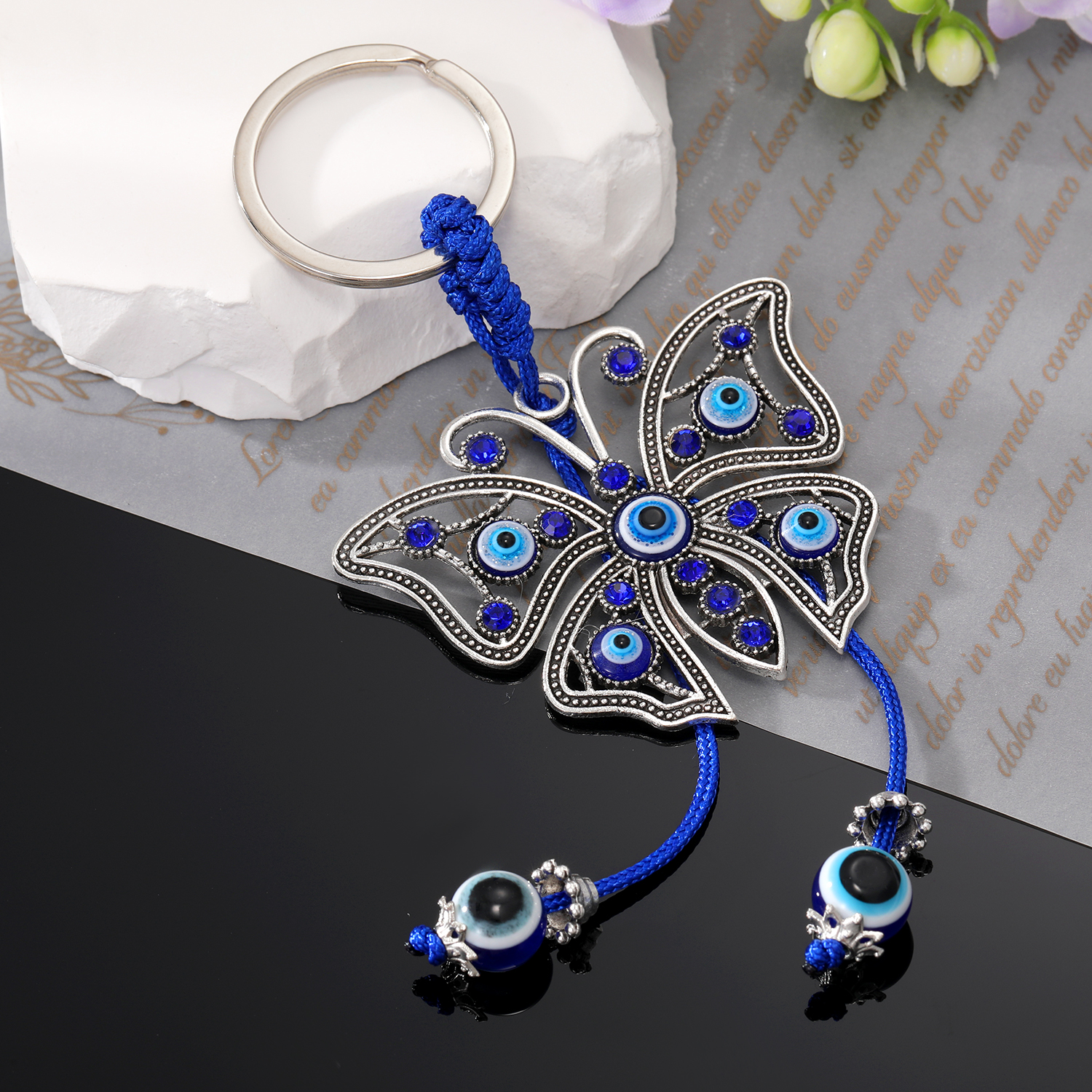 Vintage Style Devil's Eye Butterfly Alloy Inlay Rhinestones Bag Pendant Keychain 1 Piece display picture 2