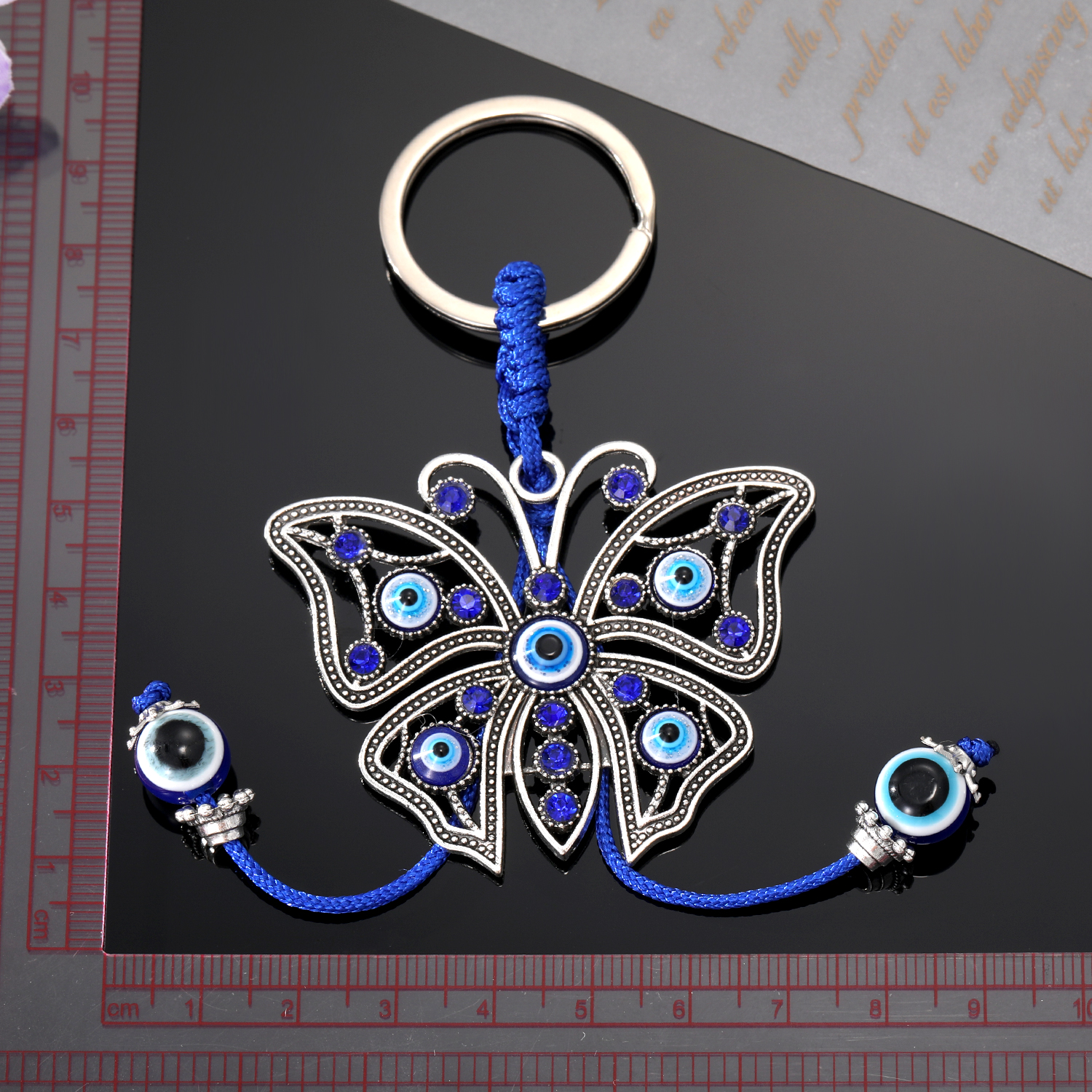 Vintage Style Devil's Eye Butterfly Alloy Inlay Rhinestones Bag Pendant Keychain 1 Piece display picture 4