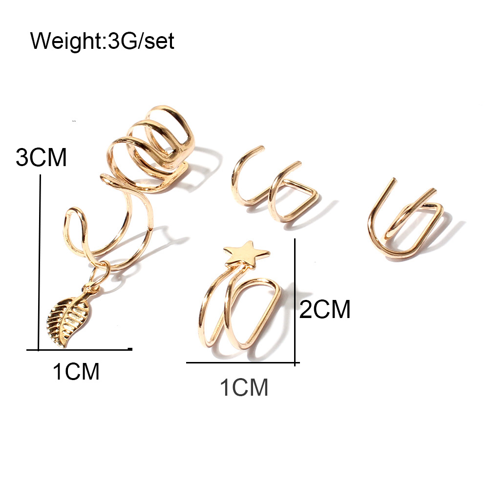 Fashion U Shape Star Alloy Plating Women's Ear Clips 1 Set display picture 1