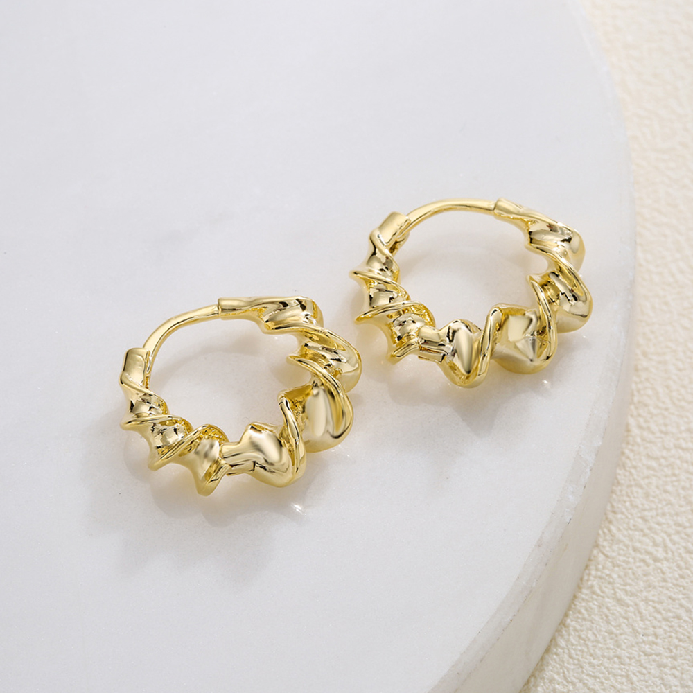 Mode Irregulär Geometrisch Kupfer Vergoldet Reif Ohrringe 1 Paar display picture 2