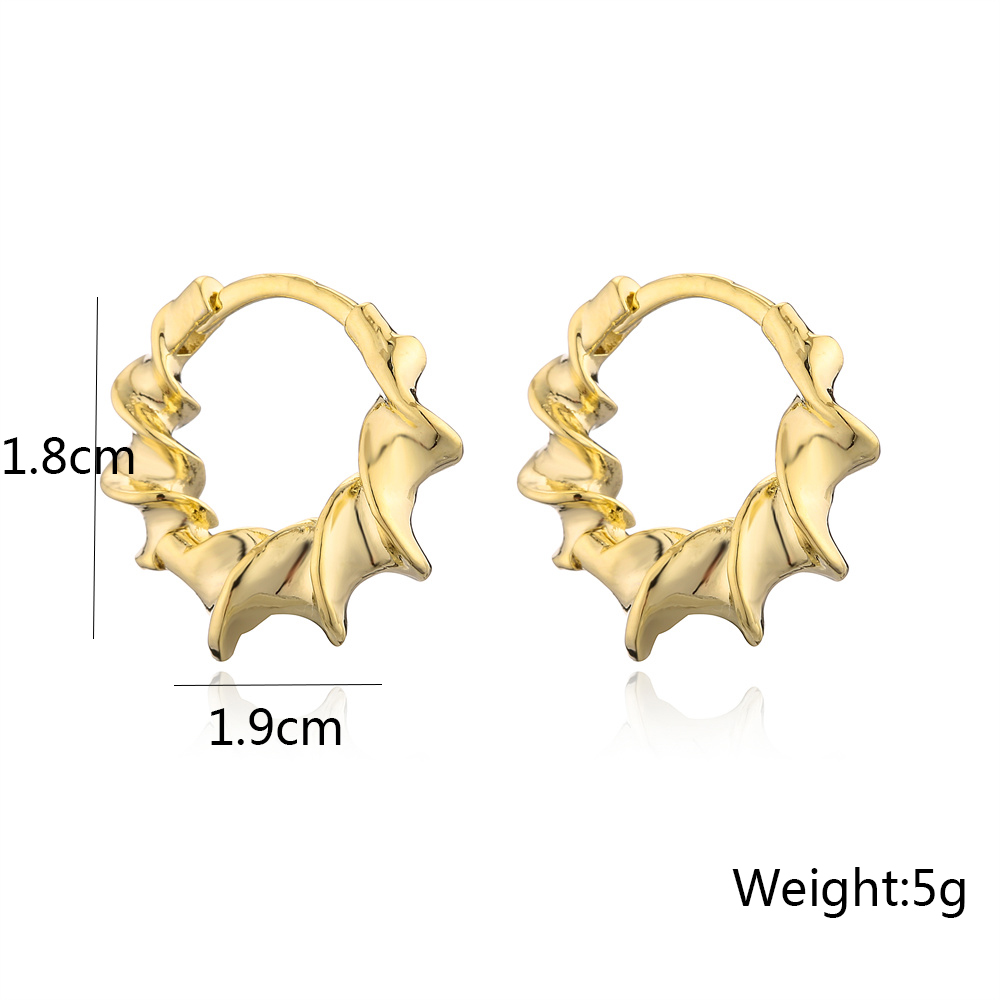Fashion Irregular Geometric Copper Gold Plated Hoop Earrings 1 Pair display picture 4