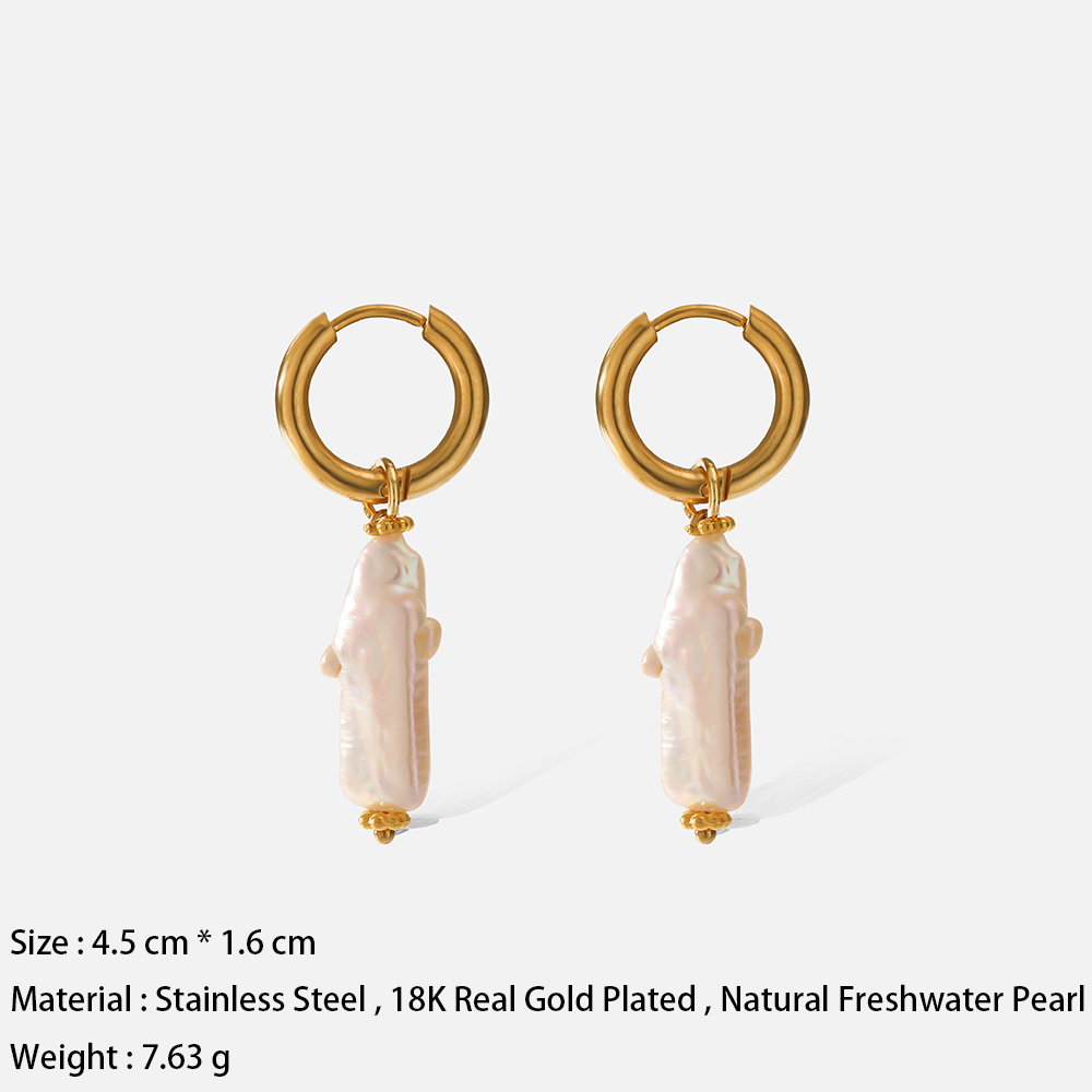 Fashion Solid Color Stainless Steel Pearl Gold Plated Drop Earrings 1 Pair display picture 1