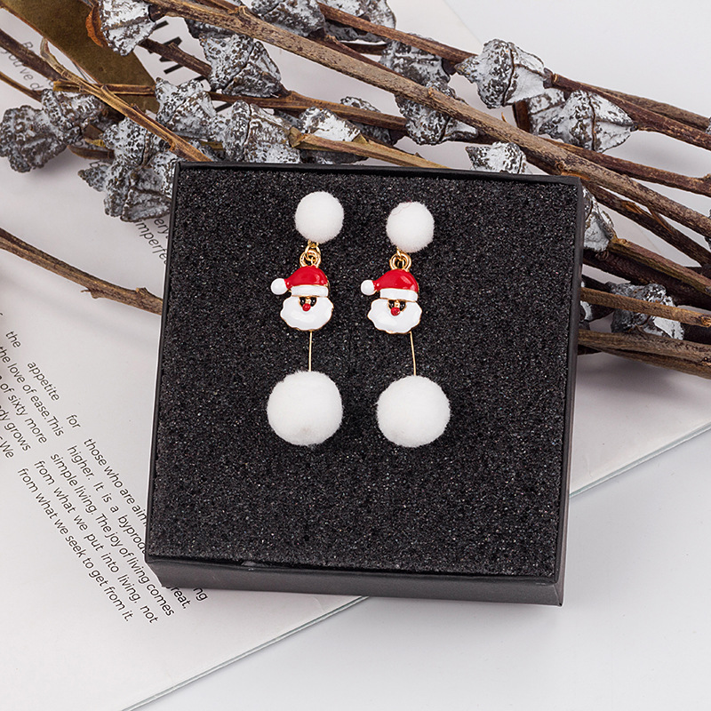 Cute Christmas Tree Santa Claus Elk Alloy Asymmetrical Plush Enamel Women's Drop Earrings 1 Pair display picture 10