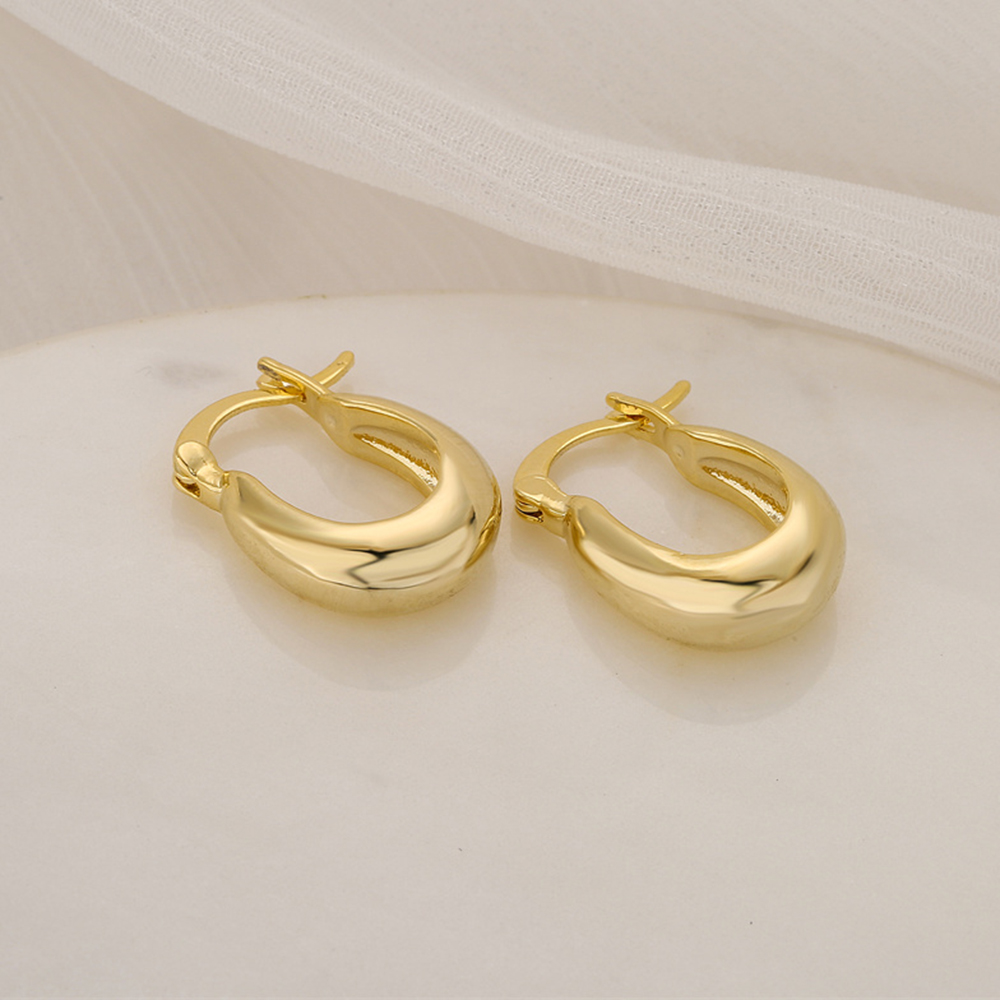 Fashion Geometric Copper Gold Plated Hoop Earrings 1 Pair display picture 2