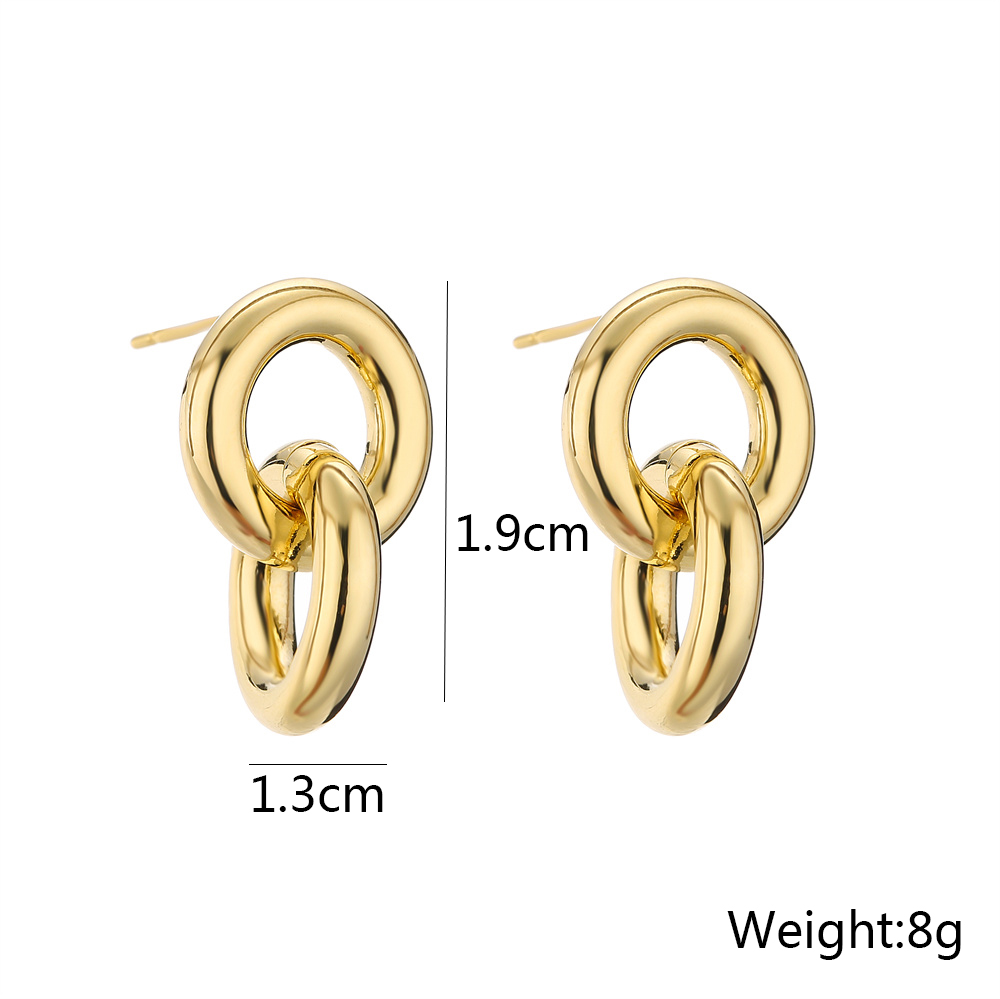 Fashion Circle Copper Gold Plated Drop Earrings 1 Pair display picture 1