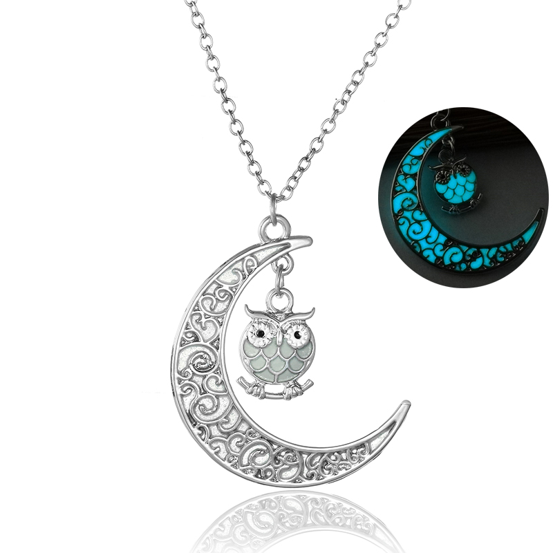 Retro Moon Water Droplets Alloy Luminous Hollow Out Women's Men's Pendant Necklace display picture 19