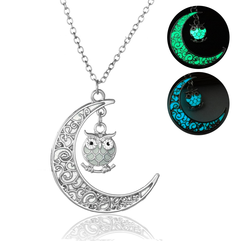 Retro Moon Water Droplets Alloy Luminous Hollow Out Women's Men's Pendant Necklace display picture 21