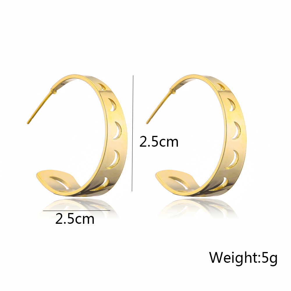 1 Pair Fashion C Shape Moon Gold Plated Copper Gold Plated Ear Studs display picture 4