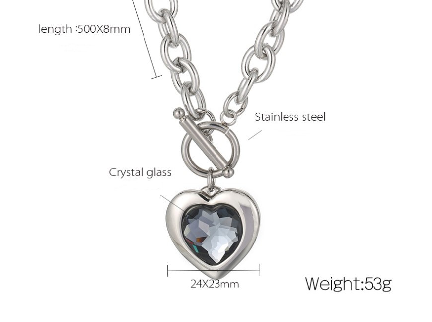 Fashion Heart Shape Titanium Steel Plating Inlay Glass Pendant Necklace 1 Piece display picture 6
