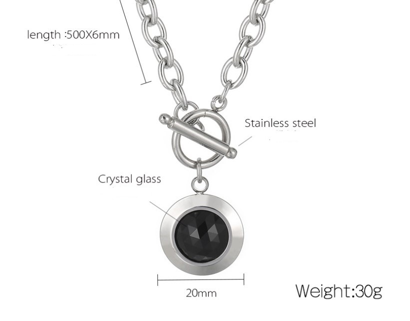 Fashion Round Titanium Steel Plating Inlay Glass Pendant Necklace 1 Piece display picture 6