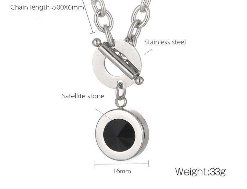 Fashion Round Titanium Steel Plating Inlay Artificial Gemstones Pendant Necklace 1 Piece display picture 6