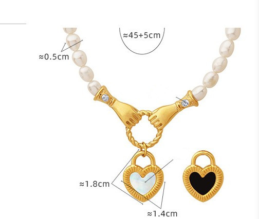 Simple Style Heart Shape Titanium Steel Pearl Plating Pendant Necklace display picture 5