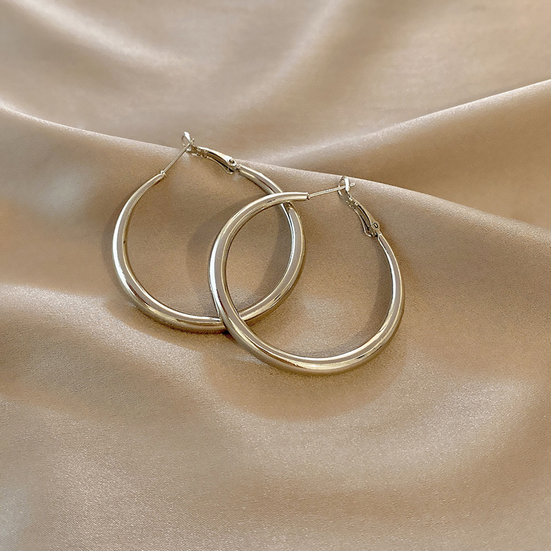 Simple Style Circle Alloy Plating Women's Hoop Earrings 1 Pair display picture 2