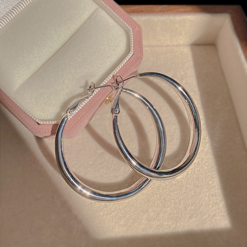 Simple Style Circle Alloy Plating Women's Hoop Earrings 1 Pair display picture 3